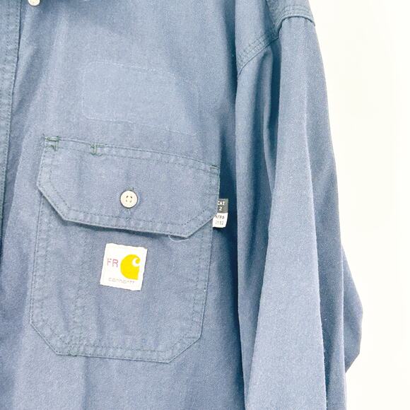 Carhartt Mens Flame Resistant FR Classic Twill Workwear Button Down Shirt 2XL - Picture 3 of 8